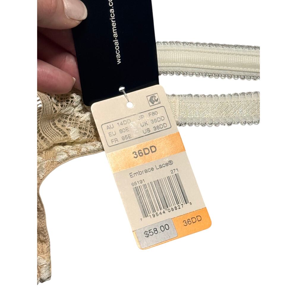 NWT Wacoal Embrace Lace Underwire Bra Womens 36DD Beige Floral Unlined Sheer - Picture 6 of 8